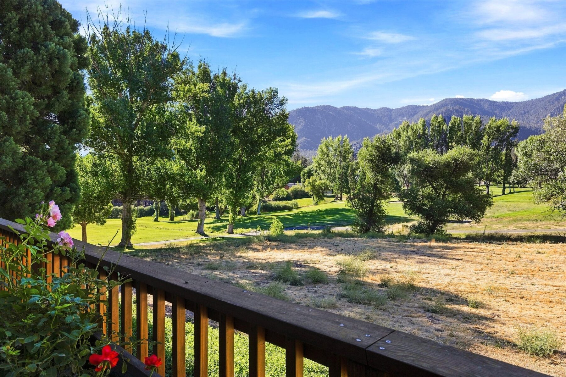 16316 Aleutian Drive — golf course and mountain views beyond the deck