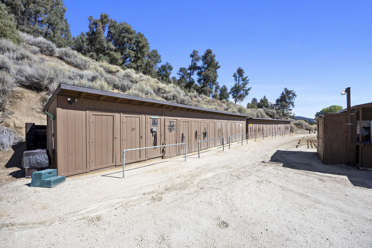 Row of tack rooms at Pine Mountain Club Equestrian Center