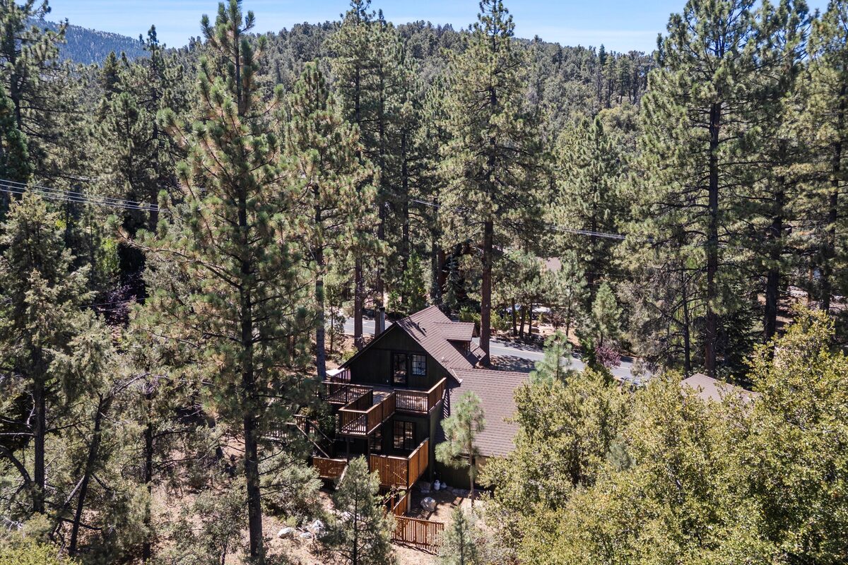 Mountain cabin nestled among tall pines in Pine Mountain Club summer